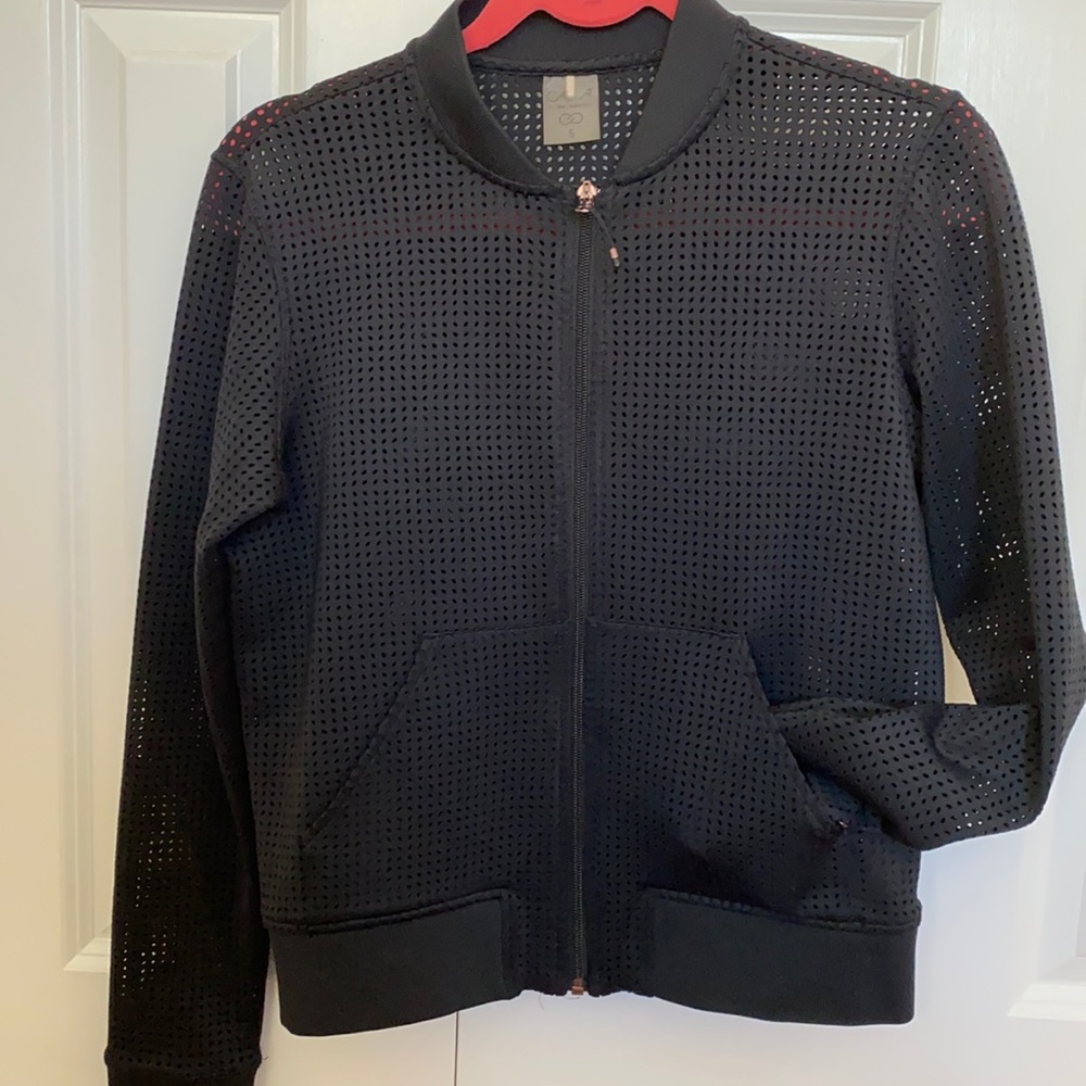 Black mesh bomber “athleisure” jacket